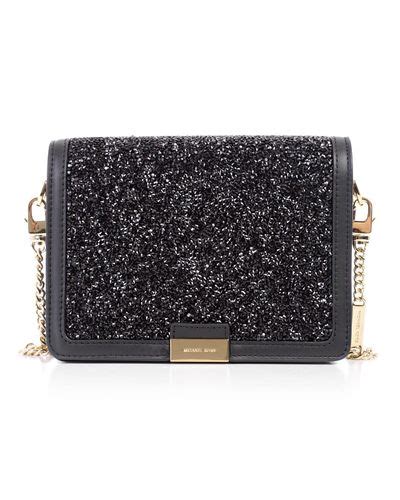 michael kors black sparkle bag|black genuine leather shoulder bag.